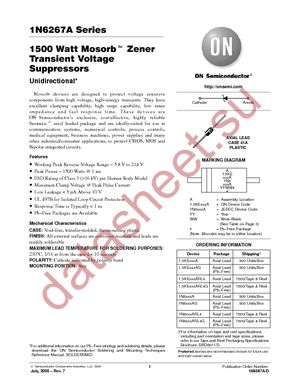1n6277a datasheet Datasheet) 1n6277a pdf 1n6267a series 1500 watt mosorb™ zener.