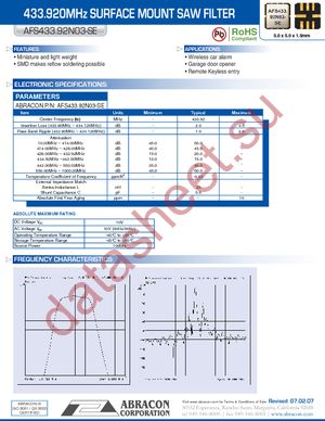 AFS433.92N01-SE datasheet  