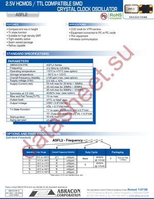 ASFL2-62.500M-ECS-T datasheet  