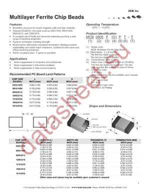 MCB0603G101PT-T datasheet  