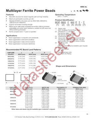 MCP0603F121PT-T datasheet  