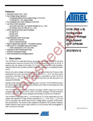 AT27BV512-70JI datasheet  