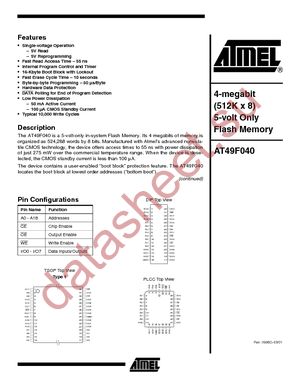 AT49F040-12PC datasheet  