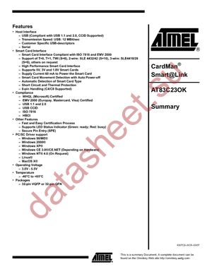 AT83C23OK203-PUTUM datasheet  