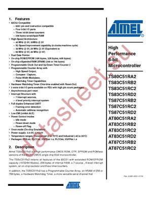 AT87C51RD2-SLSUL datasheet  