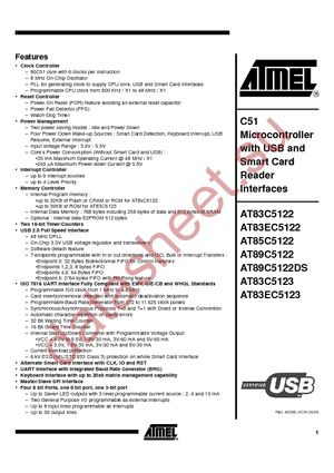 AT89C5122D-ALRUM datasheet  