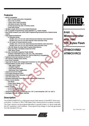 AT89C51RC2-SLRUL datasheet  