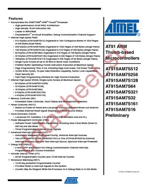 AT91SAM7S64-AU-001 datasheet  