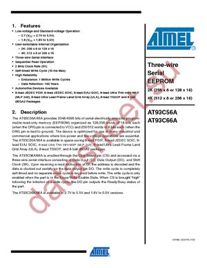 AT93C56A-10SU-1.8 datasheet  