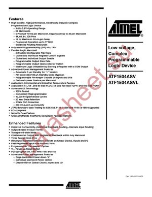 ATF1504ASV-15AI44 datasheet  