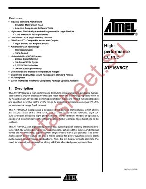 ATF16V8CZ-12XC datasheet  