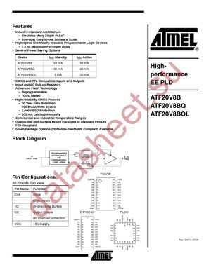 ATF20V8B-10JU datasheet  