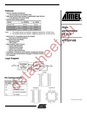 ATF22V10B-10NM/883 datasheet  