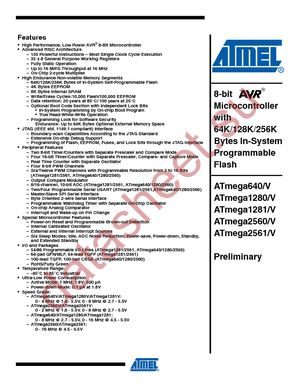 ATMEGA1280-16AU datasheet  