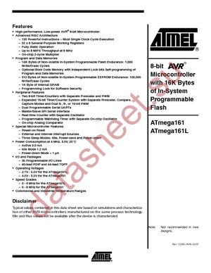 ATMEGA161-8PC datasheet  