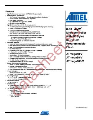 ATMEGA168-15AT1 datasheet  