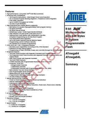 ATMEGA64-16AC datasheet  