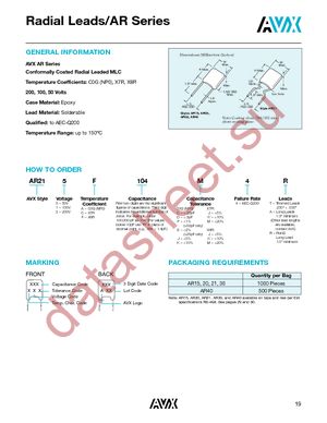 AR211A471K4RTR1 datasheet  