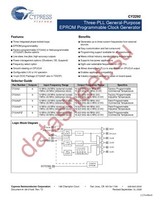 CY2292FZXIT datasheet  