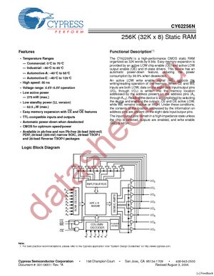 CY62256NLL-70PXC datasheet  