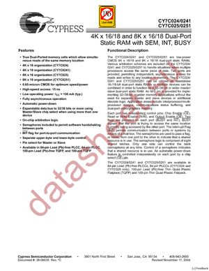 CY7C025-55AXC datasheet  