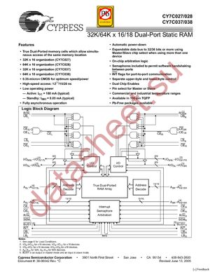 CY7C027-20AXCT datasheet  