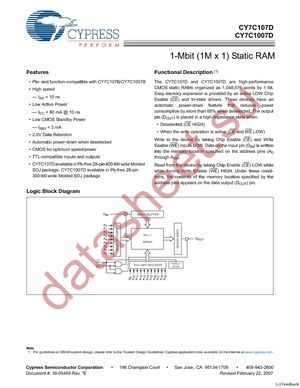 CY7C1007D-10VXI datasheet  