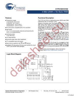 CY7C1041BN-20ZSXA datasheet  