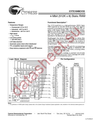 CY7C1049CV33-15VXET datasheet  