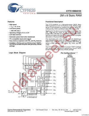 CY7C1069AV33-10ZXC datasheet  