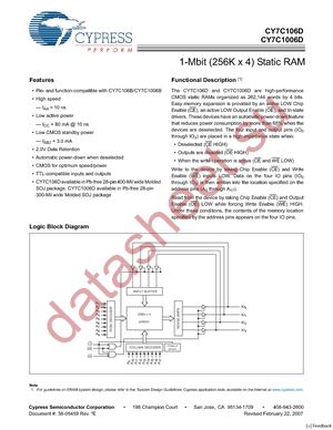 CY7C106D-10VXI datasheet  