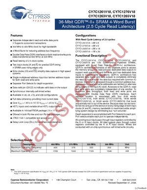 CY7C1263V18-400BZXC datasheet  