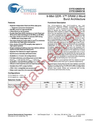 CY7C1294DV18-167BZC datasheet  