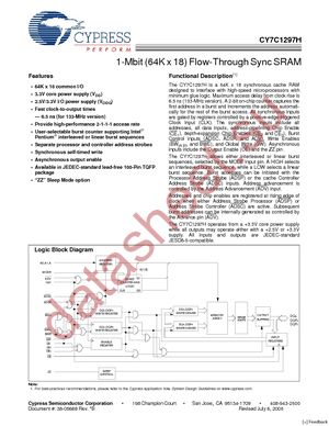 CY7C1297H-133AXC datasheet  