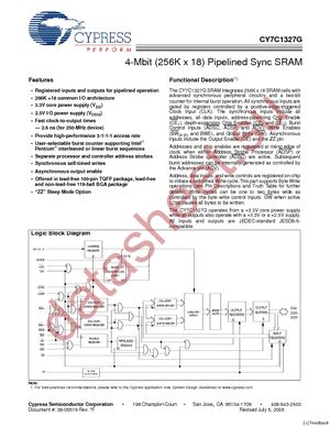 CY7C1327G-100BGXC datasheet  