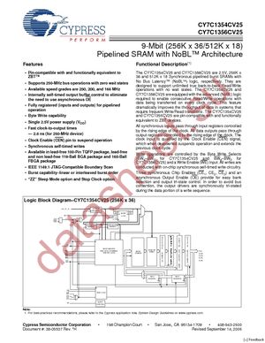 CY7C1354CV25-166BZC datasheet  