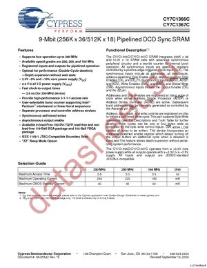CY7C1366C-166BGC datasheet  