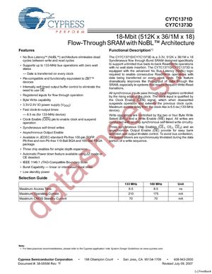 CY7C1371D-100AXCT datasheet  