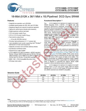 CY7C1386D-200AXCT datasheet  