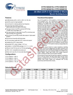 CY7C1423AV18-300BZXC datasheet  