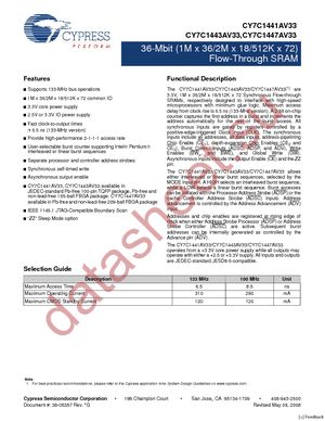 CY7C1441AV33-117AXC datasheet  