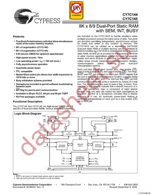 CY7C145-15AXC datasheet  