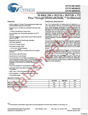 CY7C1461AV33-133AXC datasheet  