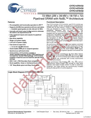 CY7C1470V33-167BZCT datasheet  