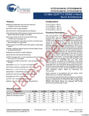 CY7C1515AV18-167BZC datasheet  