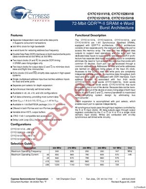 CY7C1515V18-250BZC datasheet  