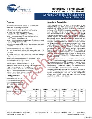 CY7C1523AV18-200BZC datasheet  