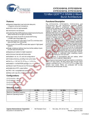 CY7C1525V18-200BZXC datasheet  