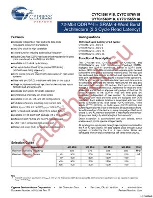 CY7C1565V18-400BZXC datasheet  