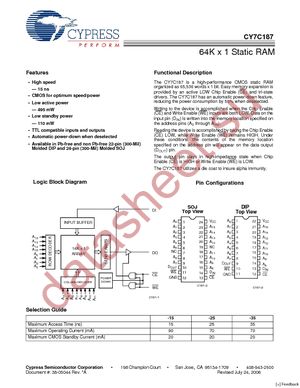 CY7C187-15PXC datasheet  